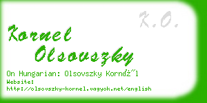 kornel olsovszky business card